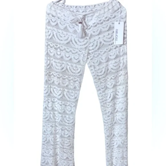 White lace beach cover up pants - Picture 1 of 5